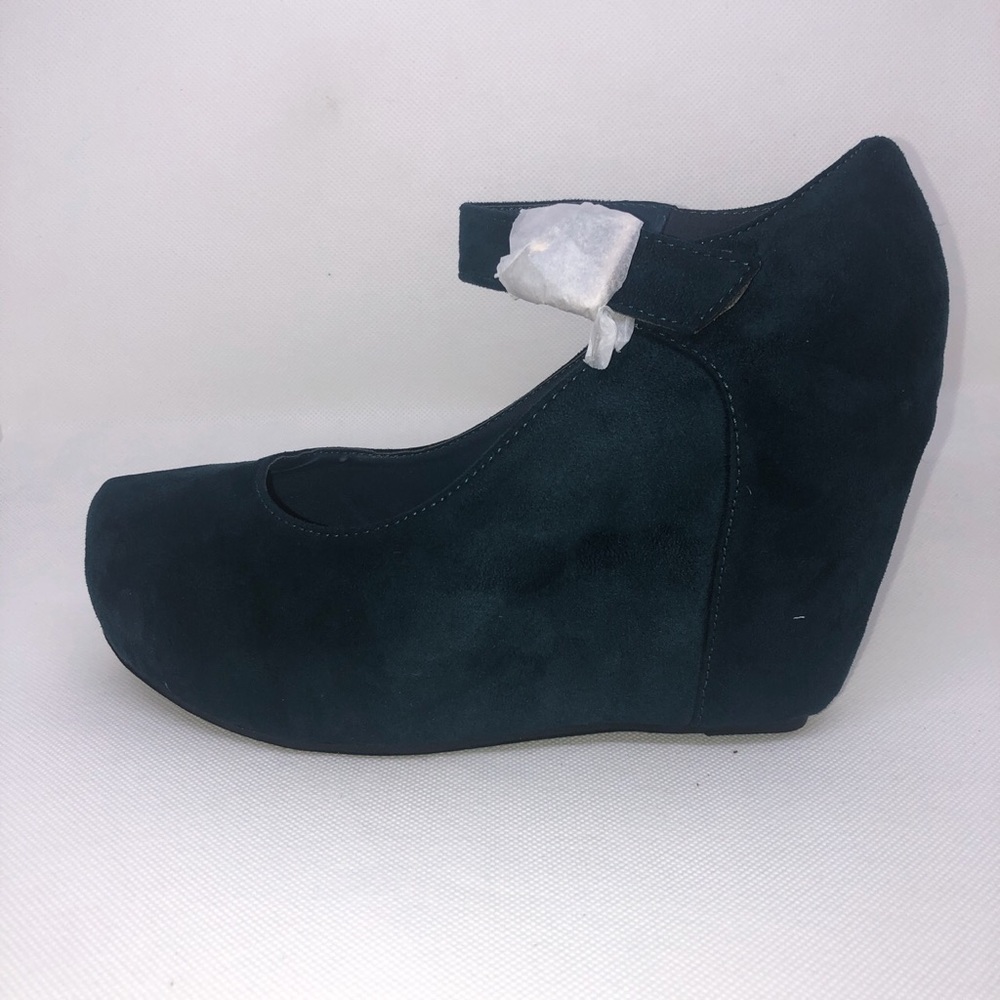 Navy Suede Strap Wedges